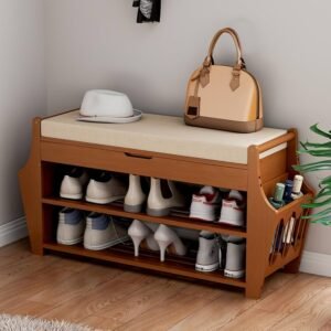 Bamboo Entryway Shoe Bench