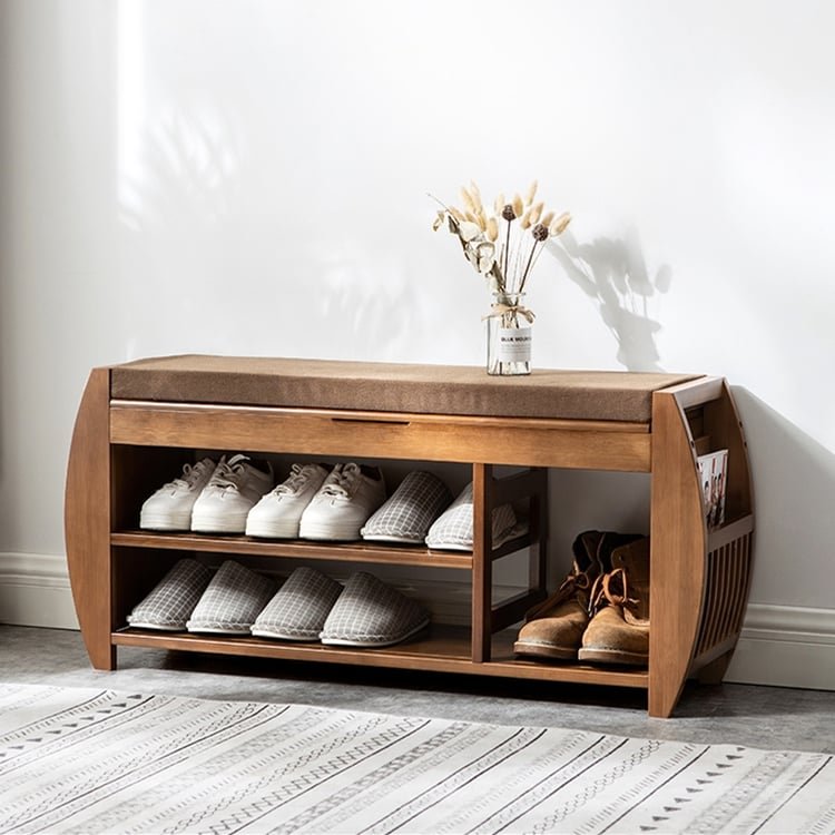 Bamboo Entryway Shoe Bench
