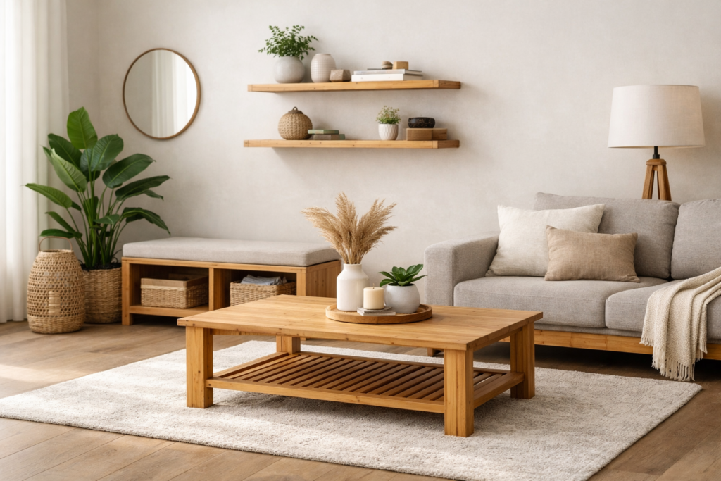 Eco-friendly bamboo living room design